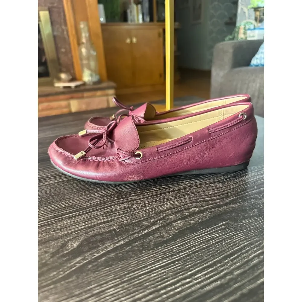 Michael Kors Sutton Moc Dark Berry Leather Flat Loafers Sz. 7.5